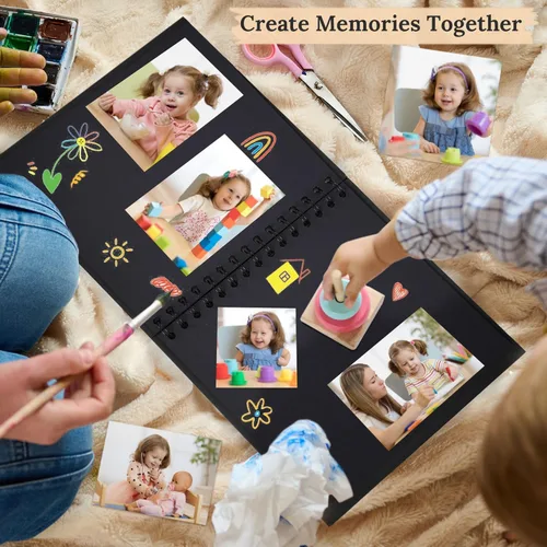 Miniatura 3 de Álbum de recortes de 8 x 8 pulgadas, álbum de recortes DIY de tapa dura de papel kraft, álbumes de fotos, 40 páginas, perfecto para fotos de 4 x 6