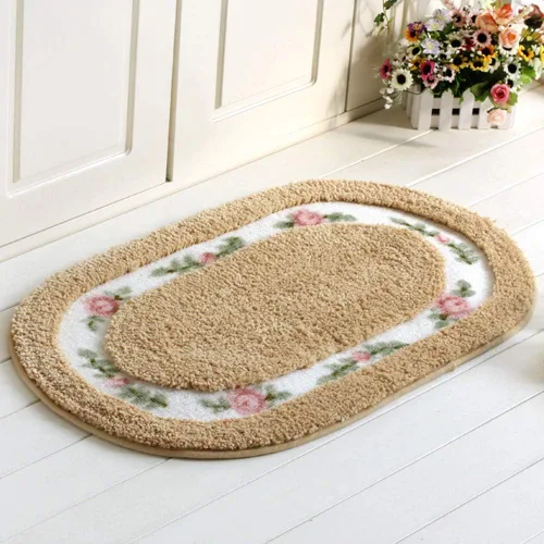 Miniatura 11 de vctops Elegante tapete de baño con diseño de rosas y flores, tapete de bienvenida para cocina, suave, antideslizante, absorbente, verde, 28 x 55