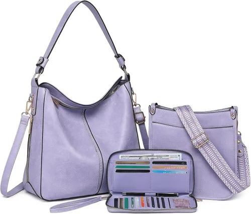 Miniatura 25 de Carteras para Mujeres 3PCS, Juego de Bolsos Cruzados Bolso Grande de Cuero Carteras de Hombro con Billetera Correas Ajustables para Damas Tote
