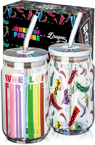 Miniatura 12 de Dragon Glassware x Barbie La Película - 16 oz Tazas de vidrio con tapas y popotes, Juego de 2 - Tazas de café helado con tapas - Vaso de vidrio