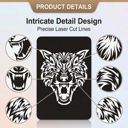 Miniatura 5 de Kotbs 6 hojas de plantillas temporales de tatuaje, 34 piezas de plantillas de tatuajes de henna con patrón de tótem de tigre y lobo, plantillas