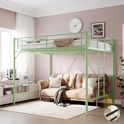Miniatura 20 de VINGLI Cama Loft de 71 Pulgadas de Alto Tamaño Twin con Escalera de Peldaños Planos para Niños Adolescentes Adultos Cama Litera Individual de Metal
