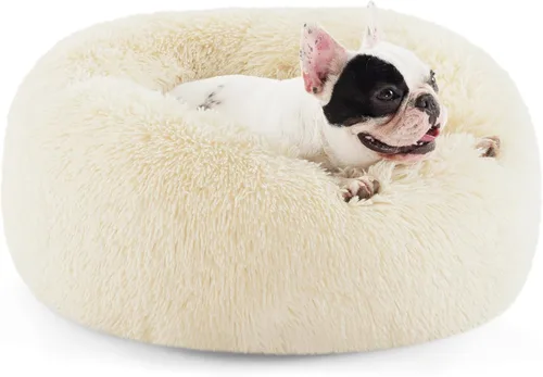 Miniatura 36 de Bedsure - Cama relajante para perro mediano, lavable, tipo dona, cama para gato, antideslizante, redonda, afelpada, mullida, de piel sintética