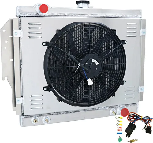 Miniatura 2 de Radiador de aluminio de 3 filas+ventilador de 120 W+Kit de protección y relé de repuesto para Dodge D/W 1979-1993 100/200/250/300 400 Camión