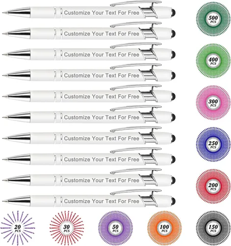 Miniatura 66 de Máx. 500 bolígrafos personalizados a granel, bolígrafos personalizados con grabado gratis, punta de lápiz óptico personalizado con tu nombre, texto