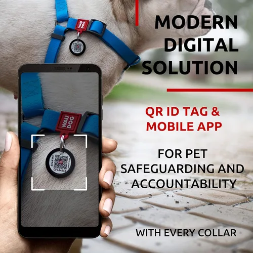Miniatura 6 de WAUDOG Arnés ajustable impermeable para perro, resistente con cierre de metal duradero y placa de identificación QR, para niño y niña