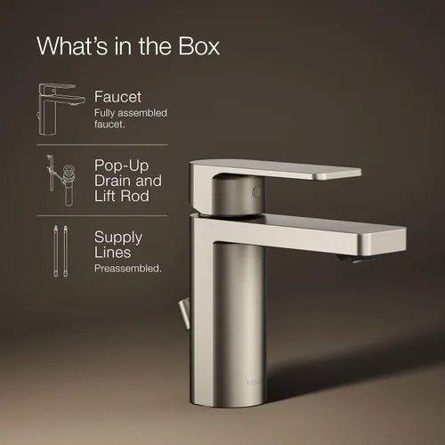 Miniatura 13 de Kohler 23472-4-BN Parallel® - Grifo para lavabo de baño con mango único, 1.2 gpm, níquel cepillado vibrante
