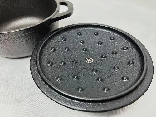 Miniatura 6 de HAWOK Mini horno holandés de hierro fundido, diámetro 5.51 pulgadas, 23 onzas, con bandeja de bambú, juego de 2, pre-sazonado