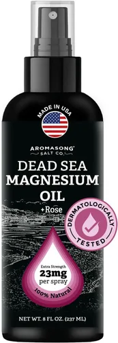 Aromasong Aceite de magnesio puro aroma a rosa, magnesio tópico para pies y piernas, aceite de magnesio extra fuerte (23 mg en cada Spritz),