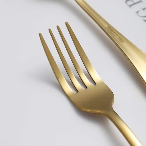 Miniatura 7 de Berglander - Juego de 4 tenedores dorados chapados en oro de titanio de acero inoxidable de 7.9 pulgadas, tenedores y cucharas, cubiertos