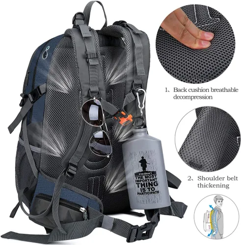 Miniatura 3 de Fengdong Mochila de viaje impermeable y ligera para senderismo, acampadas, de 40 L, para hombres y mujeres a3-Verde