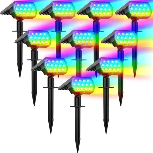 Miniatura 12 de WELALO Focos solares para exteriores, [2 unidades/65 LED/3 modos] focos solares de paisaje, luces de seguridad alimentadas por energía solar, luces