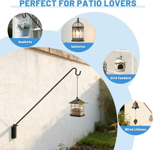 Miniatura 6 de ERYTLLY 2 Paquetes de Ganchos de Cubierta Resistentes Montados en Pared, Gancho de Cubierta Extensible y Ajustable para Colgar Comedero de Pájaros
