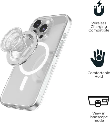 Miniatura 4 de PopSockets Agarre para teléfono MagSafe con soporte, soporte magnético, parte superior intercambiable, sujeción segura para fundas MagSafe