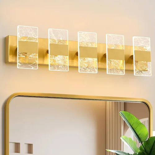 Miniatura 16 de Luminarias LED Modernas para Baño Regulables de 3 Luces Doradas para Tocador, Luminaria de Iluminación Ajustable 5CCT Luces de Tocador Sobre Espejo