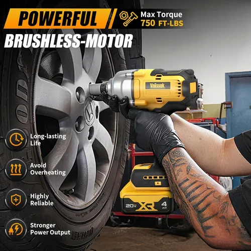 Miniatura 4 de Llave de impacto inalámbrica de 1/2 pulgada para batería Dewalt de 20 V, destornillador de impacto de 1000 N.m, pistola de impacto eléctrica sin