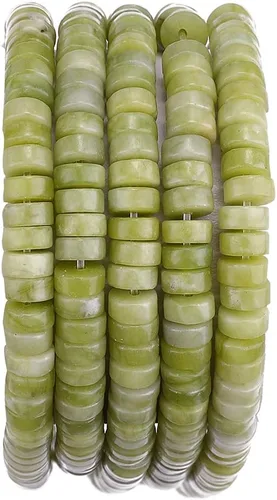 Miniatura 53 de BEADIA Cuentas Espaciadoras de Jade Amarillo Natural en Forma de Tapa, Cuentas Semipreciosas Sueltas para Hacer Joyas con Encuadernación, 4mmx2mm