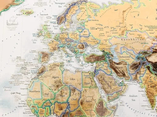 Miniatura 5 de Mapa de viaje del mundo personalizado con alfileres, lienzo estirado de pared grande, póster enrollado o mapa enmarcado, mapas del mundo para pared
