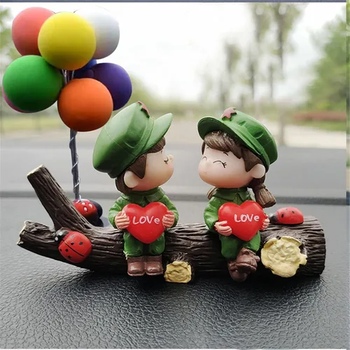 Miniatura 10 de Aphro Lindos adornos para parejas, decoración de automóvil, lindos dibujos animados para parejas, decoración de tablero de instrumentos de automóvil
