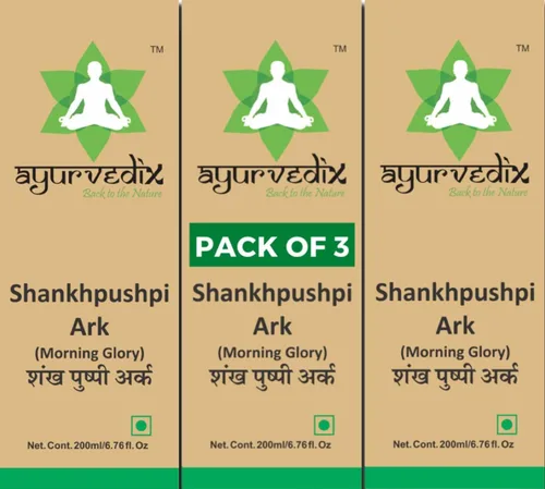 Shankhpushpi Ark - Paquete de 3 | Hidrosol Shankhpushpi natural puro | Apoya la salud cerebral, la memoria y la concentración