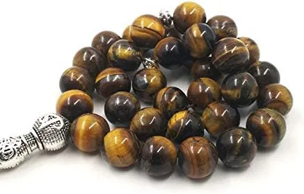 Miniatura 4 de ALBASHAN Ojos de tigre naturales Tasbih rosario musulmán islam 33 45 66 99 cuentas de oración arabia saudita joyería de moda árabe pulsera turca