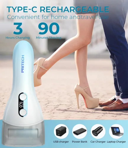 Miniatura 4 de Removedor de callos de pies para pies, herramienta de pedicura recargable IPX7 impermeable para pies, 2 velocidades y limpiador electrónico Turbo