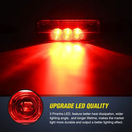 Miniatura 3 de Nilight - TL-32 2 piezas de 3.9 pulgadas, 3 luces LED para remolque de camión, luces rojas delanteras y traseras, luces indicadoras laterales, luz