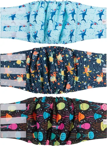 CuteBone - Pañales lavables para perro macho, 3 unidades por paquete, modelo DM28XL