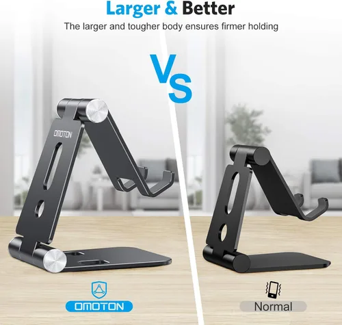 Miniatura 2 de OMOTON Soporte plegable para teléfono celular, soporte de aluminio portátil C4, soporte ajustable para teléfono compatible con iPhone 13/12/11 Pro