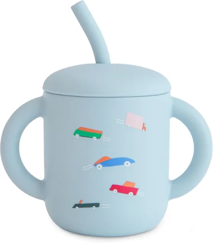 Miniatura 8 de mushie - Taza de entrenamiento de silicona 100% y pajita para niños pequeños 6 meses en adelante (Ballenas)