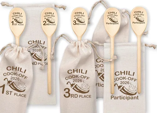 Miniatura 9 de Chili Cook Off Spoon Premio Personalizado Trofeo de Chili de Madera Premio Campeón de Cocina 1er 2do 3er Lugar Mejor Postre Personalizado Nombre