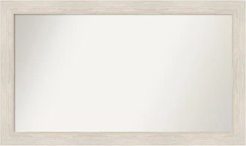Amanti Art Espejo de baño blanco para sobre el fregadero, 29 x 49 pulgadas, espejo de tocador rectangular de madera dura lavado blanco, marco de