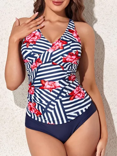 Miniatura 2 de MiYang Traje de baño tankini de dos piezas para mujer, con control de barriga, parte delantera cruzada