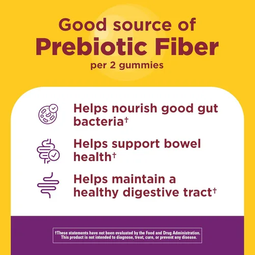 Miniatura 4 de Nature Made - Gomitas de fibra probióticas + prebióticas para la salud intestinal diaria, suplemento de soporte digestivo con probióticos y fibra