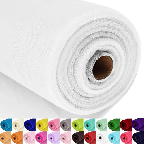Miniatura 64 de Rollos de tela de tul, 54 pulgadas por 10 yardas (30 pies), cinta de tul para decoración de fiestas de boda, rollo de tela transparente en bobina