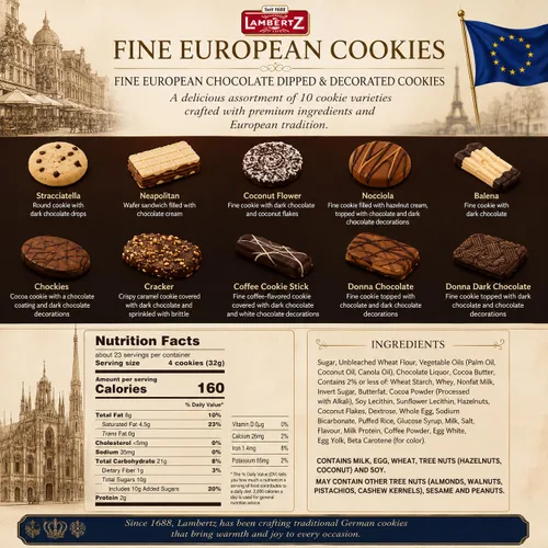 Miniatura 2 de Lambertz - Lata de galletas europeas para el Día del Padre, 92 galletas, 10 variedades, listas para servir y listas para regalar para papá