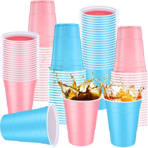 Miniatura 12 de Jingmore 90 vasos de plástico desechables para fiestas de neón, vasos de plástico desechables de 16 onzas, fiestas, matrimonios, despedidas