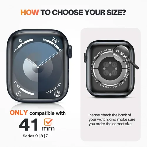 Miniatura 2 de Goton - Funda impermeable 2 en 1 para Apple Watch Serie 9 8 7, protector de pantalla de 41 mm, cubierta frontal de vidrio protector 360, parachoques