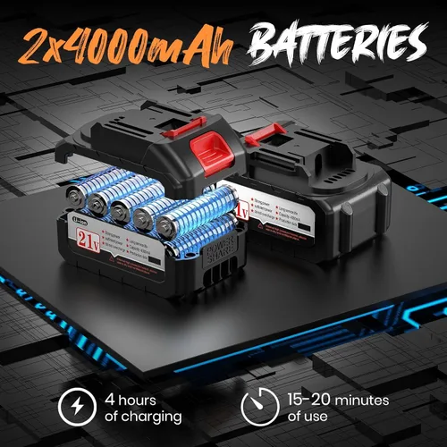Miniatura 3 de Pulverizador de pintura inalámbrico con 2 baterías, kit de pistola de pintura manual HVLP de 650 W de 21 V, 6 boquillas y 3 patrones