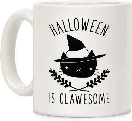Miniatura 54 de LookHUMAN Taza de Café de Halloween – Halloween Is Meowgical Tazas, Taza de Café Espeluznante Idea de Regalos de Taza, 15 Onzas 10-Blanco