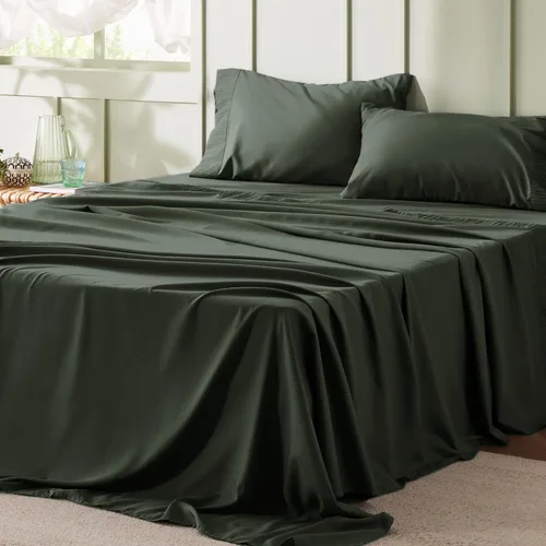 Miniatura 33 de Bedsure Sábanas de tamaño King – Sábanas suaves para cama de tamaño King, 4 piezas de hotel de lujo verde menta, juego de sábanas refrescantes de 11