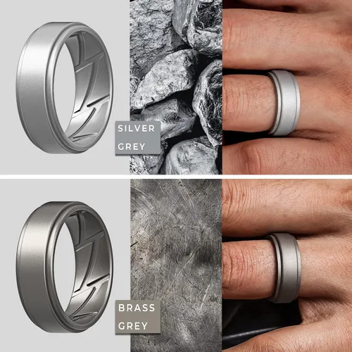 Miniatura 4 de ThunderFit - Anillos de boda y compromiso de silicona para hombres, con ranuras internas de ventilación y diseño elegante con borde escalonado