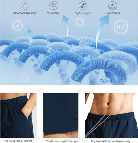 Miniatura 7 de GYM REVOLUTION Pantalones cortos deportivos de secado rápido para hombre con bolsillos
