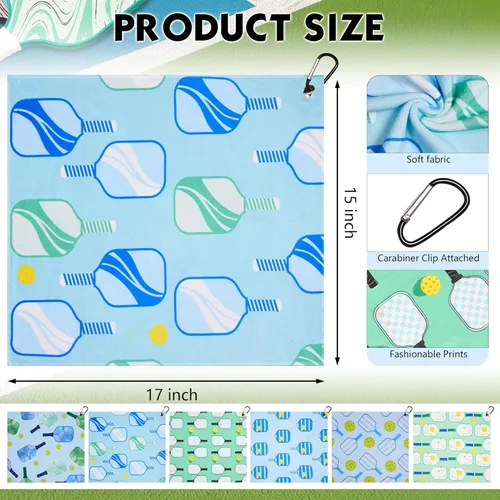 Miniatura 2 de 6 piezas de toallas suaves para pickleball 15 x 17 pulgadas, toallas absorbentes de secado rápido para mujeres, regalos divertidos de pickleball