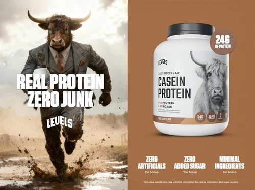 Miniatura 2 de Levels - Proteína de caseína micelar 100% sin hormonas, chocolate, 4 libras