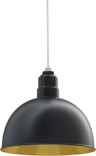 Miniatura 72 de Steel Lighting Co. Colgante de cuenco rosa Lámpara montada en el techo Cúpula de 15 pulgadas vástago de 12 pulgadas Estilo granero de acero