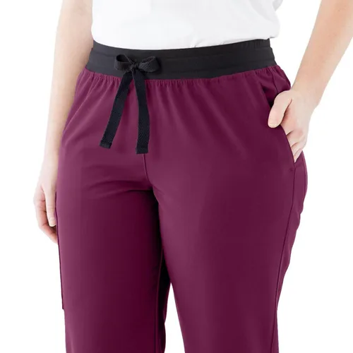 Miniatura 24 de ave. Varick - Pantalón médico de tiro medio para mujer, pierna recta, seis bolsillos, color azul caribeño, talla S