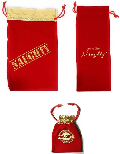 K-Kraft Bolsas de regalo de terciopelo de Navidad, bolsas de regalo traviesas o agradables, 3 regalos o recuerdos reutilizables para fiestas de