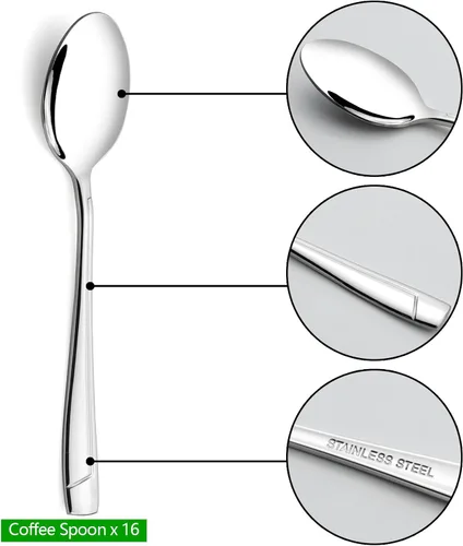 Miniatura 3 de Anbers Cucharas de café espresso Demitasse de acero inoxidable, 5 pulgadas, 16 piezas