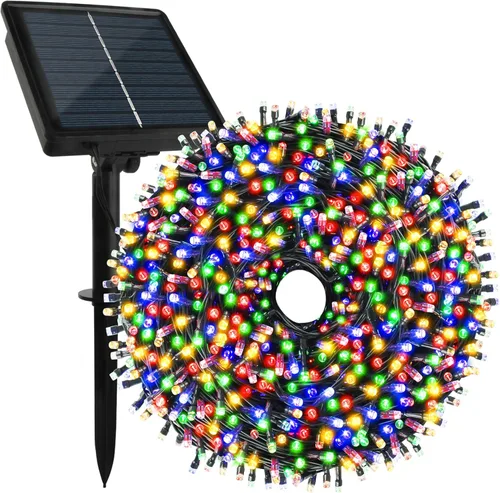 Miniatura 10 de Tcamp 200 luces LED solares de Navidad de 66 pies para exteriores, impermeables, 8 modos, funciona con energía solar, guirnalda de luces de hadas